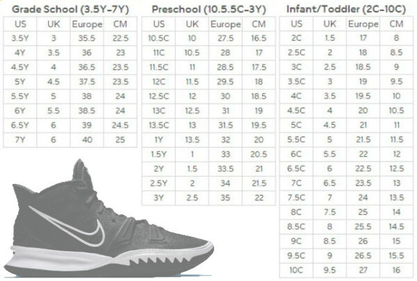 nike boys shoe size chart