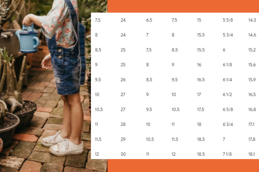 Toddler Shoe Size Chart (2-4 Years)